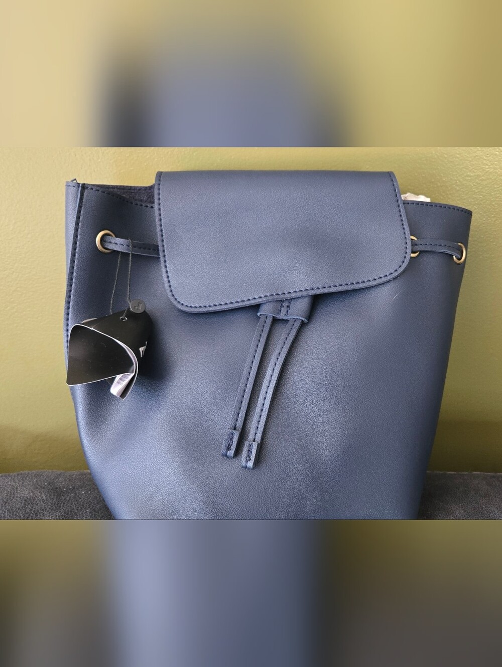 Women’s Navy Blue Drawstring Backpack - Classic Everyday Bag